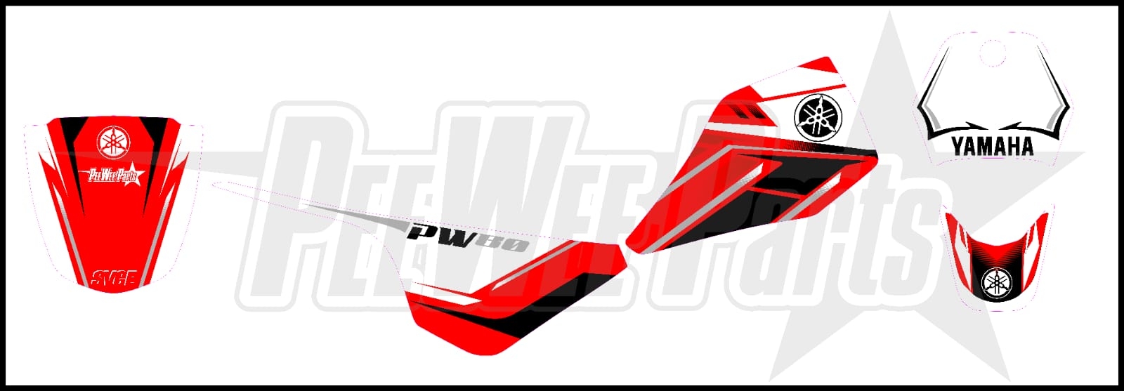 pw80 Decals stickers-yamaha red-0