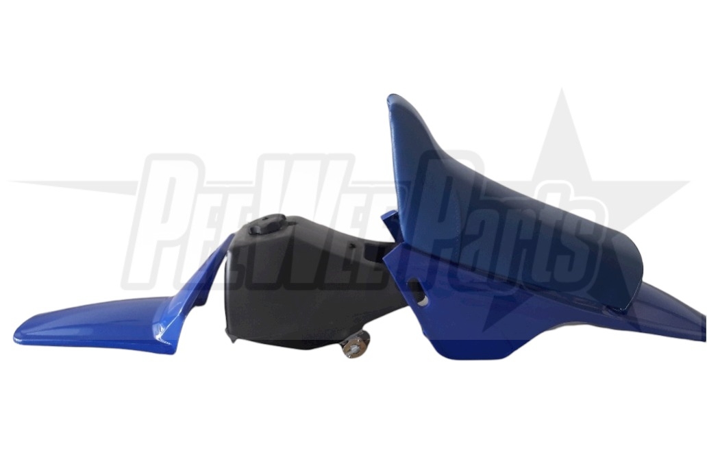 PW80 Body work- Plastic Kit Complete - Blue Front and Rear mudguard, Black tank, Blue seat-0