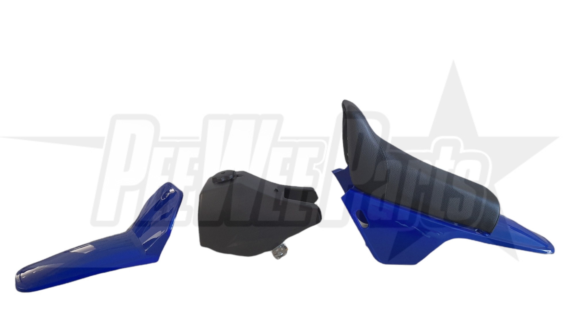 PW80 Body work- Plastic Kit Complete - Blue Front and Rear mudguard, Black tank, Black seat-0