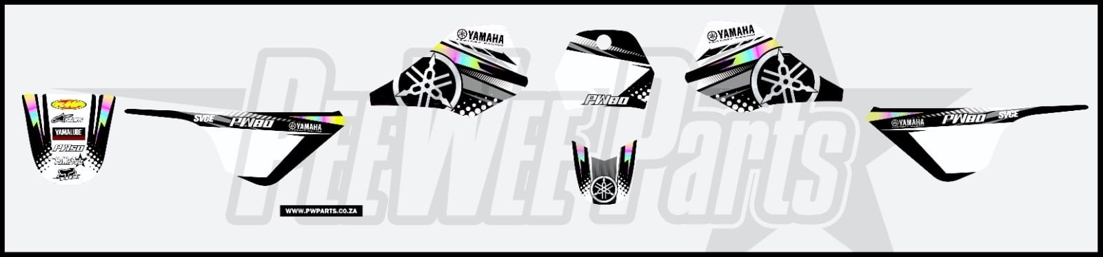PW80 Decals Stickers Yamaha Black/White Chrome-947